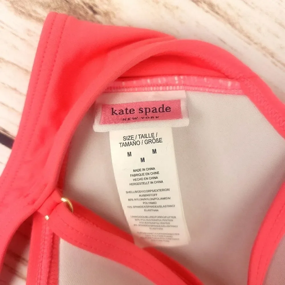 Kate Spade Bright Peony Twisted Front Adjustable Straps Bikini Top Size Med